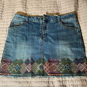 Desigual Denim Mini Skirt with Colorful Patterns